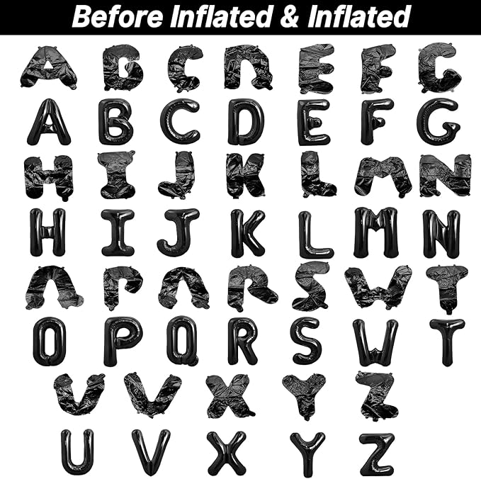 LIOZEOKUN Letter Balloons 16 Inch Alphabet A-Z Mylar Foil Balloons 2 Set for Wedding Birthday Party Decoration Banner Custom Phrase 52 Pcs