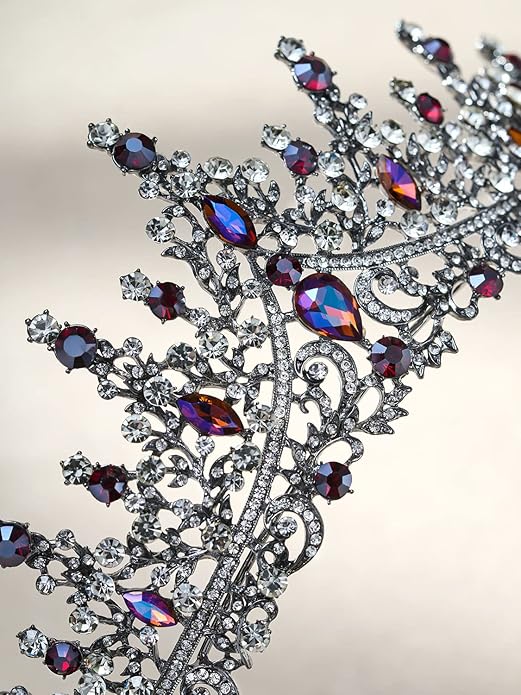 SWEETV Crystal Wedding Tiara for Women, Royal Queen Crown Headband, Rhinestone Princess Hair Accessories for Prom Birthday