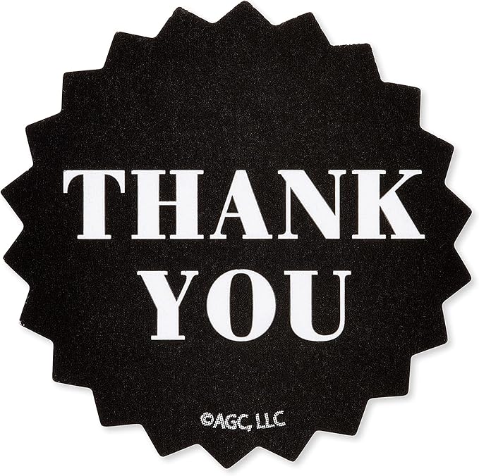 American Greetings Thank You Stickers or Seals, Black & White Design (500-Count)