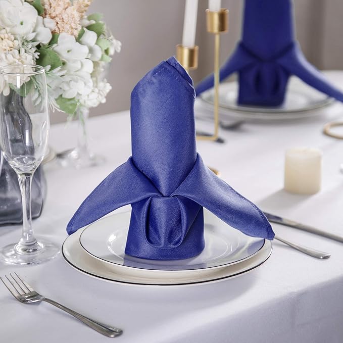 50pcs Polyester Cloth Napkins - 20 x 20 inch Royal Blue Dinner Washable Napkins with Hemmed Edges for Restaurant/Wedding/Hotel(50,Royal Blue)