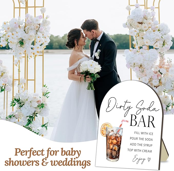Soda Bar Wooden Tabletop Welcome Sign, Soda Bar Baby Shower Drink Station Sign for Babies Party Decoration, Beverage Setup Board for Gender Reveal Party, Baby Shower Decoration Table Signs 8x10 Inch