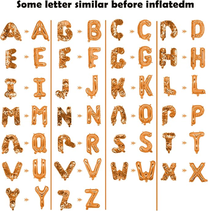 Letter Balloons 16 Inch Mylar Foil Alphabet Letter A-Z Balloons Set for Wedding Birthday Party Decoration Banner Custom Phrase 26 Pieces(orange)