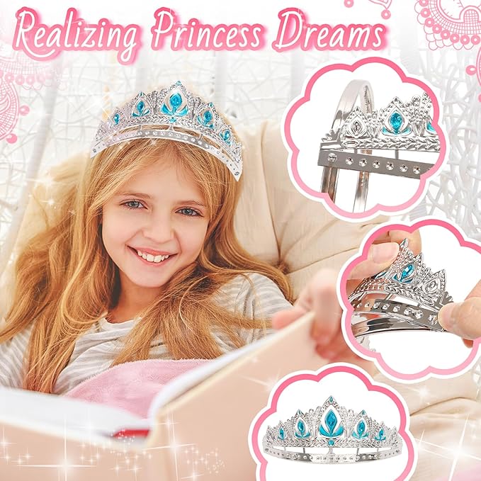 Princess Crown Party Favors, 16Pcs Princess Dress Up Tiaras for Birthday Girl Cosplay Accessories, Princess Pretend Play Jewelry Party Supplies