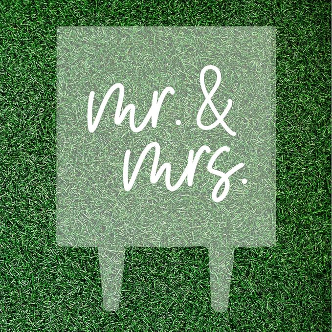Andaz Press Mr. & Mrs. Script Custom Wedding Cake Topper, Acrylic Square Couple Cake Topper