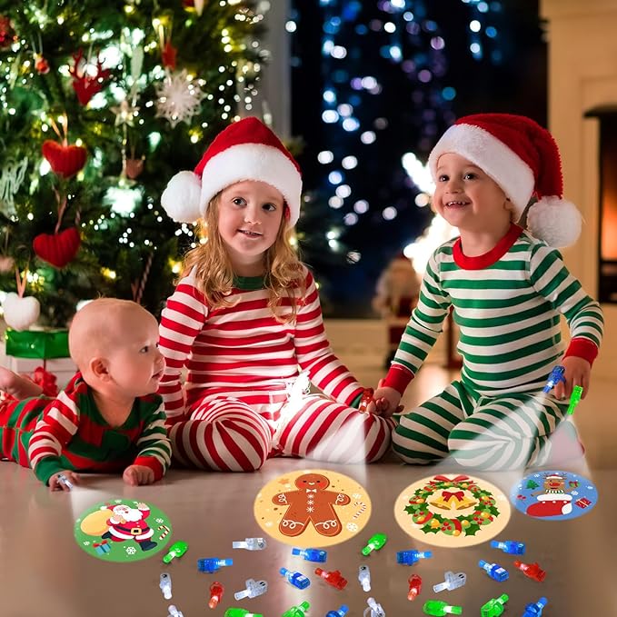 24 Pack Light Up Finger Lights Christmas Party Favors for Kids, Christmas Stocking Stuffers, Glow in The Dark Toys Bulk Classroom Prizes Non Candy Gift