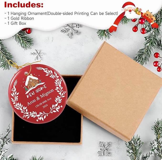 Custom Ceramic Christmas Ornaments with Photo Text - Personalized New Home Christmas Hanging Decorations Decorations