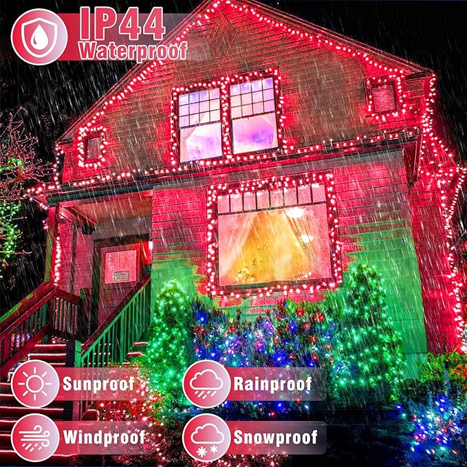 100FT 300 LED Christmas Lights Outdoor, Plug in Christmas String Lights Indoor, Waterproof & 8 Modes & Timer Function, Connectable Fairy Twinkle Light for Bedroom House Patio Wedding Decor, Red
