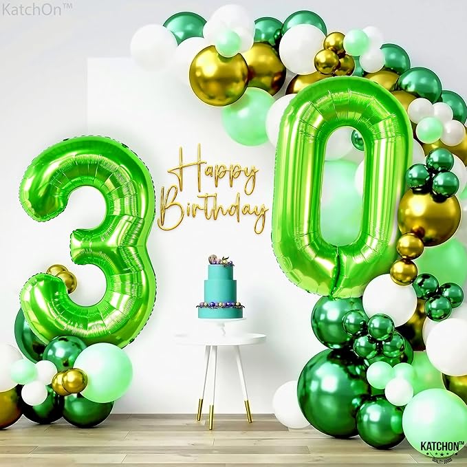 KatchOn, Light Green 30 Number Balloon - 40 Inch | Mylar Green 30 Balloon Number, 30th Birthday Decorations | Number 30 Balloons for Birthdays | 30 Number Balloon, 30th Anniversary Party Supplies