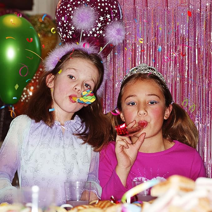 Tinsel Curtain Party Backdrop Pink Birthday Decorations 2 Packs Glitter Foil Fringe Curtain Party Decor Streamers Photo Booth for Birthday Christmas Wedding Halloween Graduation Decorations