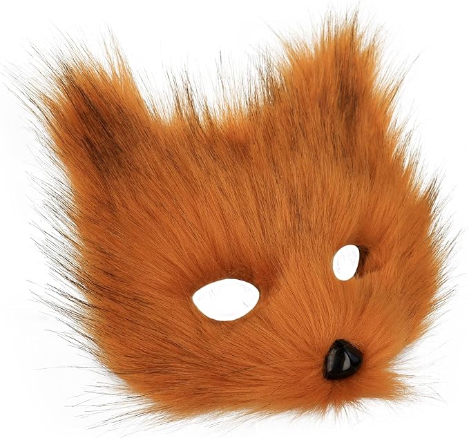 Animal Fox Wolf Mask Halloween Party Cosplay Costumes Props Plush Cat Half Face Masks Carnival Christmas Masquerade