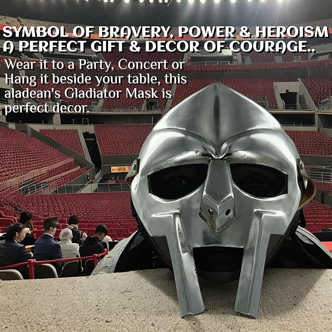 ALADEAN MF Doom Gladiator Face Mask Fantasy Party Costume Roman Gladiators Arena Maximus Helmet mf doom Movie viking Prop (Gladiator Mask)