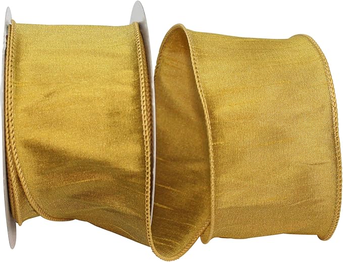 Reliant Ribbon 92975W-035-40F Dupioni Supreme Wired Edge Ribbon, 2-1/2 Inch X 10 Yards, Gold