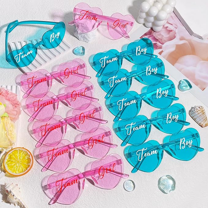 Pibupibu 24 Pcs Gender Reveal Glasses Blue Pink Sunglasses Bulk Team Girl or Boy for Gender Reveal Decor Glasses Party Favors