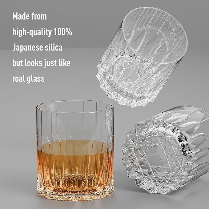 asobu Unbreakable Drinking Glass, Premium LSR Clear Whiskey Glass, Bourbon Rocks Glass, Whiskey Glass, Perfect Outdoor Drinkware, Ideal Gift Ideas for Men, Unique Patented Design