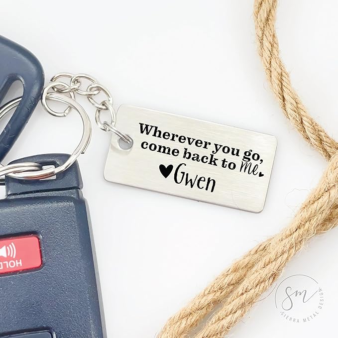 Personalized Husband Gift Boyfriend Gifts Wherever yo go Come Back To Me Keychain For Birthday Gift Keychain For Him Husband Boyfriend WHEREVER-YOU-GO-KEYCHAIN