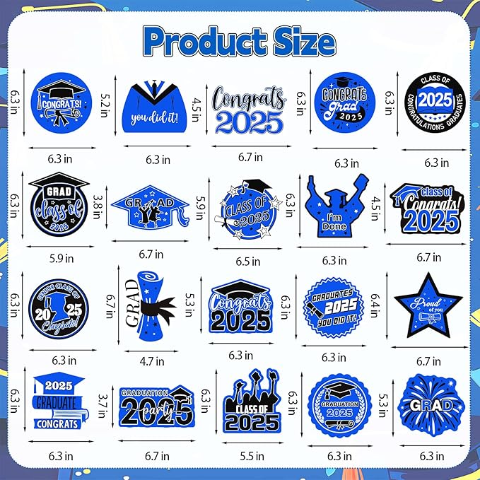 40Pcs Graduation Decorations Hanging Swirls, Blue Black Class of 2025 Graduation Party Hanging Swirls for 2025 Congrats Grad Party Decor