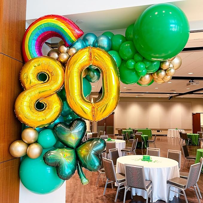 90pack Green Balloons Different Size 18/12/10/5 Inch Green Balloon Garland Arch Kit for Graduation, St. Patrick's Day, Dinosaur, Jungle, Forest, Wedding, Birthday, Christmas Decorations