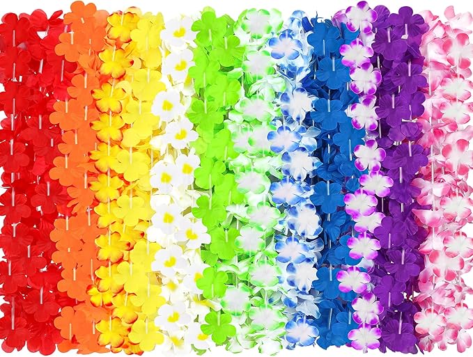 36PCS Hawaiian Leis, Colorful Luau Leis Party Decorations, Hawaiian Tropical Theme Silk Flower Leis, Hawaii Flower Lays Garland for Birthday Summer Pool Party Favors Supplies Accessories