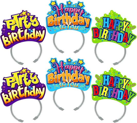 KKBES Happy Birthday Headbands, Paper Birthday Party Hats, 3 Patterns for Children and Adults Celebrating Birthdays