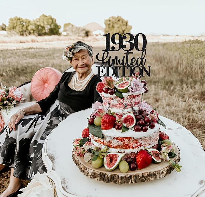 Limited EDITION 1930 Cake Topper - Black Glitter Happy 95th Birthday Party Cake Decoration Supplies, Cheer to 95 Years Cake Bunting Decor for 95th Birthday Party Photo Booth Props