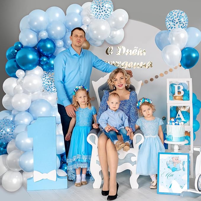 Paready Blue Shades Balloons Garland Arch Kit 115Pcs for Boys Girls Birthday Graduation Wedding Bridal Shower Baby Shower Party Decorations