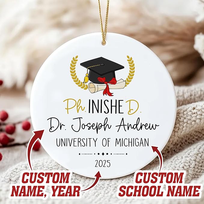 Custom Doctor of Education Ornament, Ed.d Doctorate 2025 Finished EDD Graduation, Doctor Christmas Ornaments 2025, Doctoral Ornament Gifts for Women Men, Dr Gifts for Him Her, Christmas Decorations