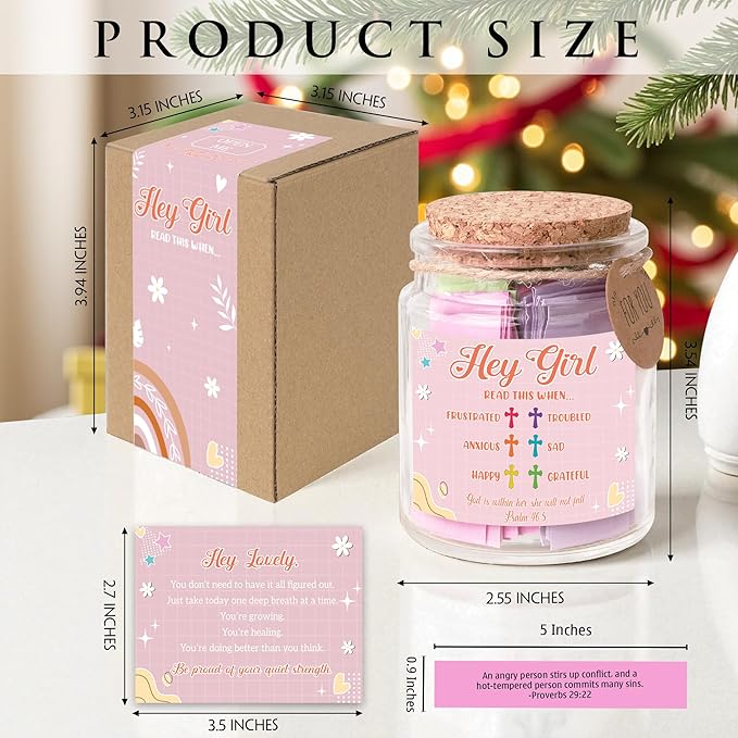 Hey Girl Bible Verse Jar – 92 Encouraging Scriptures for Teen Girls, Trendy Stuff & Gifts for Teen Girl, Back to School Essentials, Birthday Gifts & Christian Inspirational Jar for Teens