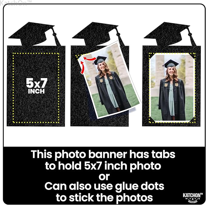 KatchOn, Black Graduation Photo Banner 2025 - Large, 10 Feet | Felt Class of 2025 Banner for Grad Decorations 2025 | Graduation Decorations 2025 | Grad Picture Display