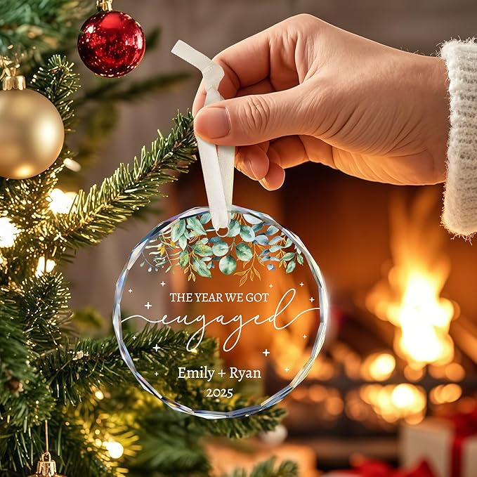 Engagement Gifts for Couples - Personalized Christmas Ornaments Engagement Gift for Newly Engaged Couples, Women, Fiance, Her - Bride to Be Gifts, Just Engaged Acrylic Ornament 2025 Party Decorations