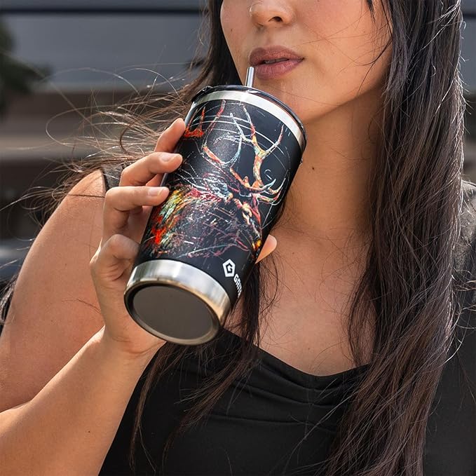 GRITR Stainless Steel Tumbler – 20oz/30oz, Insulated & Leakproof, Hot or Cold Drinks Anywhere, Travel Tumbler with Straw and Lids for Coffee, Water & Smoothies