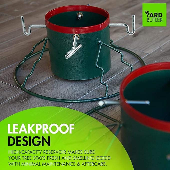 Yard Butler Santa's Helper Christmas Tree Stand - Heavy-Duty Stand - Metal Stand Base for Live Christmas Tree - Durable & Weighted Base - For 3–6' Trees