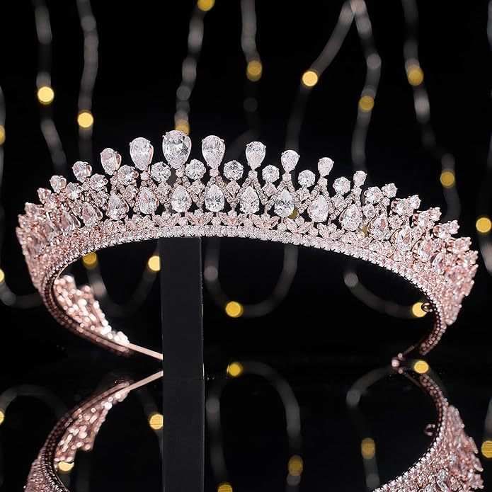 QXMYOO Vintage Women Wedding Tiaras Silver Cubic Zirconia Pageant Crowns Sweet 16 Birthday Prom Party Quinceanera Crowns Bridal Hair Accessories