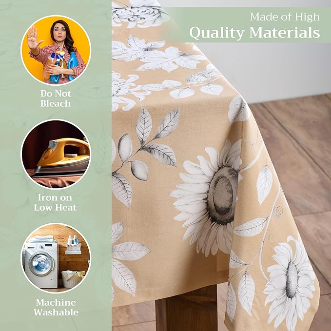 Maison d' Hermine Table Cloth Square Table 100% Cotton 60 x 60 Inches Fall Tablecloth Reusable Everyday Use for Thanksgiving Christmas Decorations Dining Farmhouse Party (Pretty Autumn)