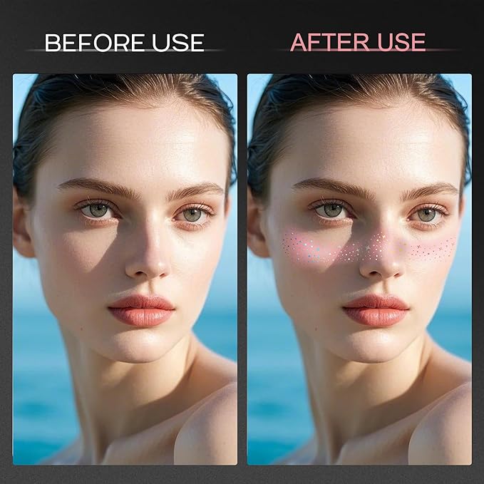 10 Pcs Holographic Multichrome Glitter Freckles Face Tattoos, 2-in-1 Rose-pink Blush and Holographic Laser Temporary Tattoos, Waterproof and Long-lasting Face Makeup Tattoos for Women and Girls