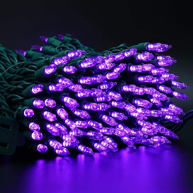 YULETIME Purple LED Christmas Lights 200 Count 50 ft, Pack of 2 Strands 25 ft 100 Lights UL Certified String Light Set (Purple)