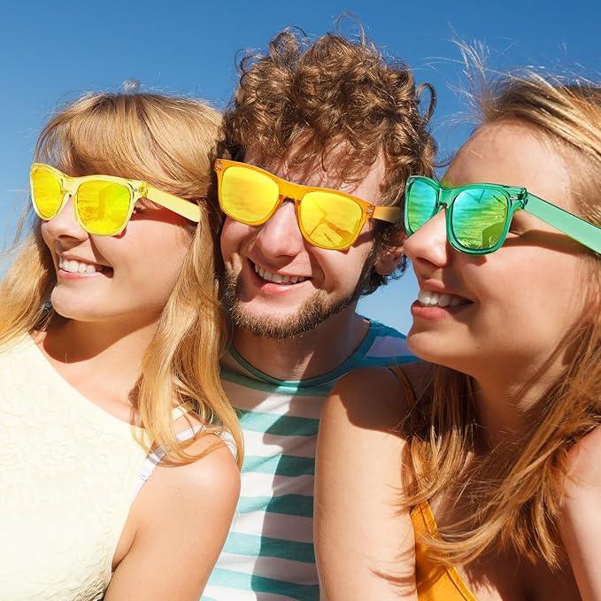 Pibupibu 10/20 Pack Neon Party Sunglasses Bulk,Wholesale Retro 80s Colorful Mirrrored Lens Sunglasses Party Favors
