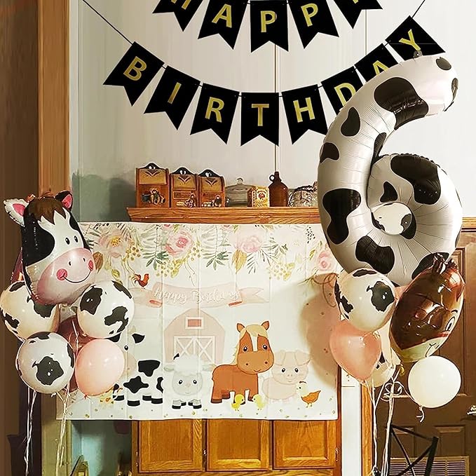Cow Print Number Balloons, Large Foil Number 7 Balloon 40 Inch Cow Balloon for Boys Girls Birthday Decoration Cow Themed Birthday Party Decorations Farm Animal Party Supplies
