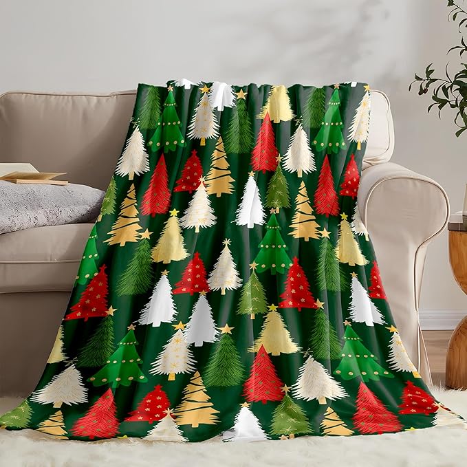 Christmas Fleece Throw Blanket – 300GSM Soft and Cozy Holiday Blanket for Sofa, Bed, Couch – Xmas Decorative Flannel Blanket, W50 x L70in