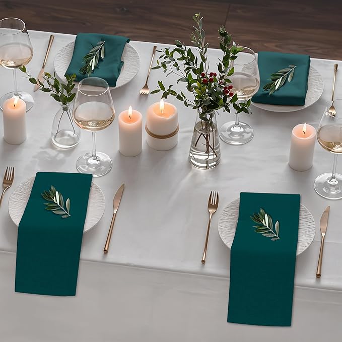 Ruvanti Linen Napkins Set of 6, 18x18 Cloth Napkins, Cotton Linen Blend Napkins Cloth Washable, Soft, Reusable Dinner Napkins for Wedding, Parties, Christmas, Thanksgiving, Everyday Use - Teal