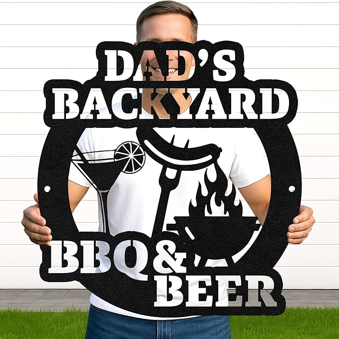 Custom BBQ Metal Sign Personalized Grill Name Wall Art for Outdoor Kitchen Patio Backyard Decor Fathers Gift for Dad Grandpa Husband Barbecue Smoker Area Sign, Grilling Lover Gifts 06