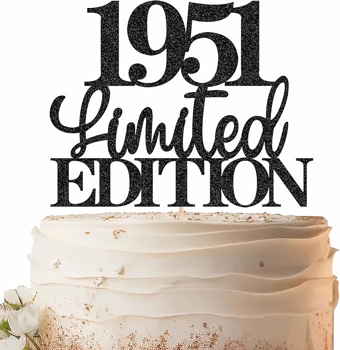Limited EDITION 1951 Cake Topper - Black Glitter Happy 74th Birthday Party Cake Decoration Supplies, Cheer to 74 Years Cake Bunting Decor for 74th Birthday Party Photo Booth Props