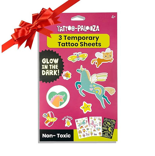 Ooly 40+ Glow in the Dark Temporary Tattoos For Kids, Safe & Non-Toxic Temporary Tattoo, Party Favors Gifts for Kids - Magic Moonbeams