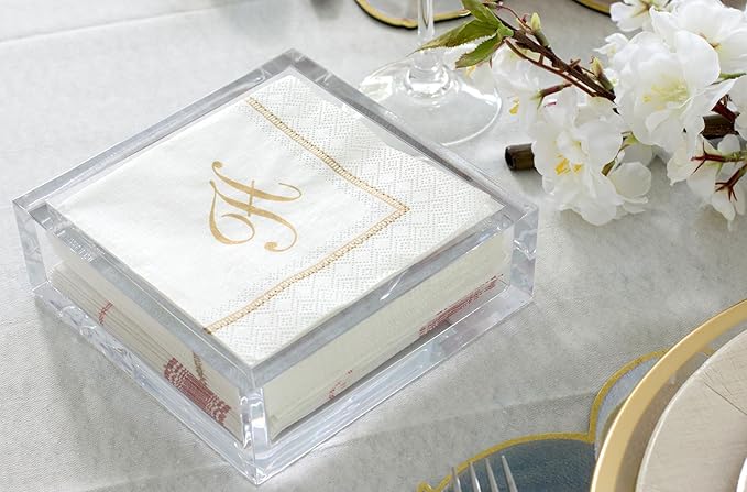 Caspari Acrylic Cocktail Napkin Holder, Clear, 1