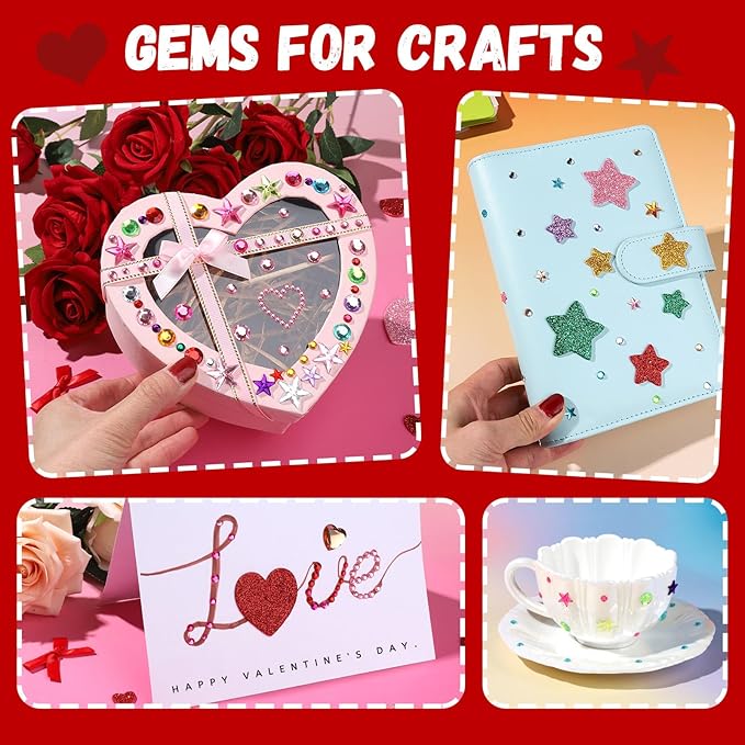 YGDZ Glitter Foam Stickers Set, Colorful Self Adhesive Stars Heart Gems Sticker for Kids Crafts, Rhinestones Jewel Home Decorations, for Cheer Pins, Craft Supplies for Kids