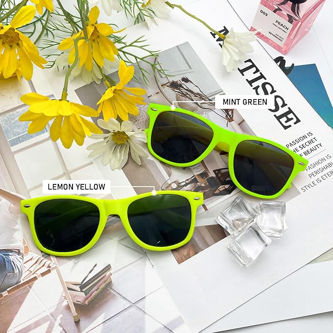 Pibupibu Neon Colors Party Favor Supplies Unisex Sunglasses Pack of 8