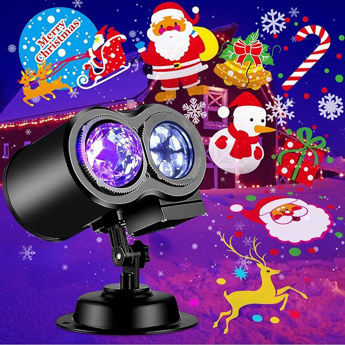 2025 Upgraded Brighter Christmas Decorations Projector Lights, FLITI 19 HD Slide Christmas Projector (Ocean Wave & Patterns), 11 Theme Holiday Projector with Remote for Halloween House Decor