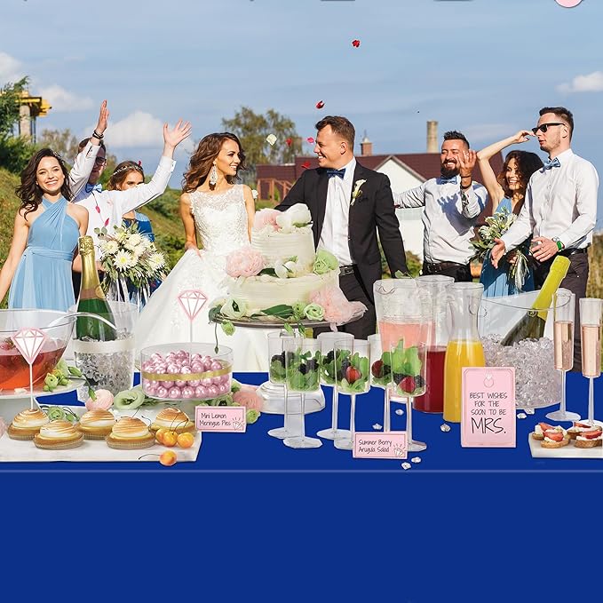 WNINK 4 Pack Royal Blue Tablecloths Disposable Table Covers 54" x 108" Table Cloths for BBQ Birthday Picnic Bridal Shower Wedding Plastic Table Cloths for Parties Fits 6 to 8 Foot Rectangle Tables