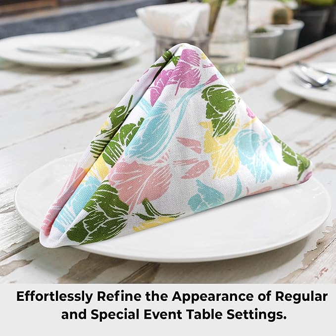 Urban Villa Easter Cloth Napkins Tulip Print 100% Cotton Absorbent Dinner Napkins (Set of 12) Oversized 20x20 Inches Soft Durable Reusable Washable Napkins Ideal for Everyday Use Parties Wedding