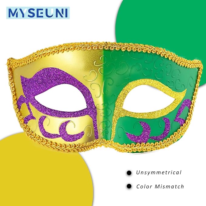 2025 New Masquerade Mask with Feather for Couples - Women's Masquerade Mask with Feather & Men Venetian Costume Mask