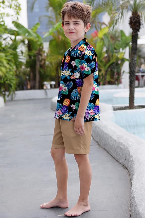 Cromoncent Matching Hawaiian Outfits for Family, Dad and Son Matching Luau Beach Tropical Shirts Mommy Daughter Tropical Sets